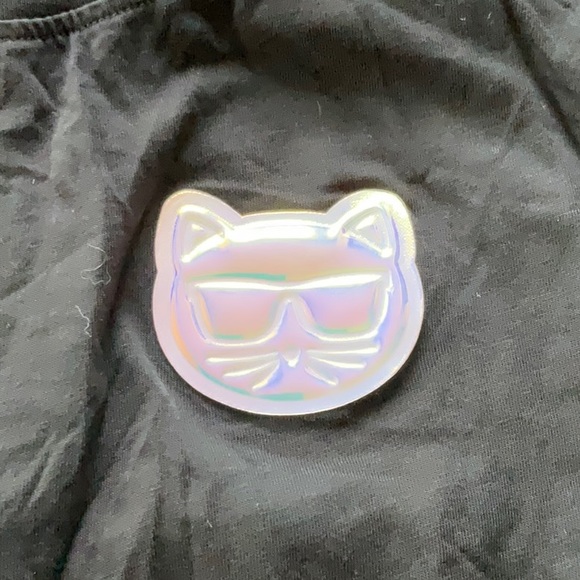 Karl Lagerfeld cat t shirt  - Black T - Iridescent Cat - Picture 2 of 7